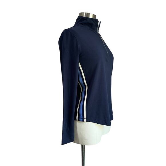 Lauren Ralph Lauren Blue Lightweight Jersey Quarter Zip Pullover Sweater Size S - Picture 3 of 10